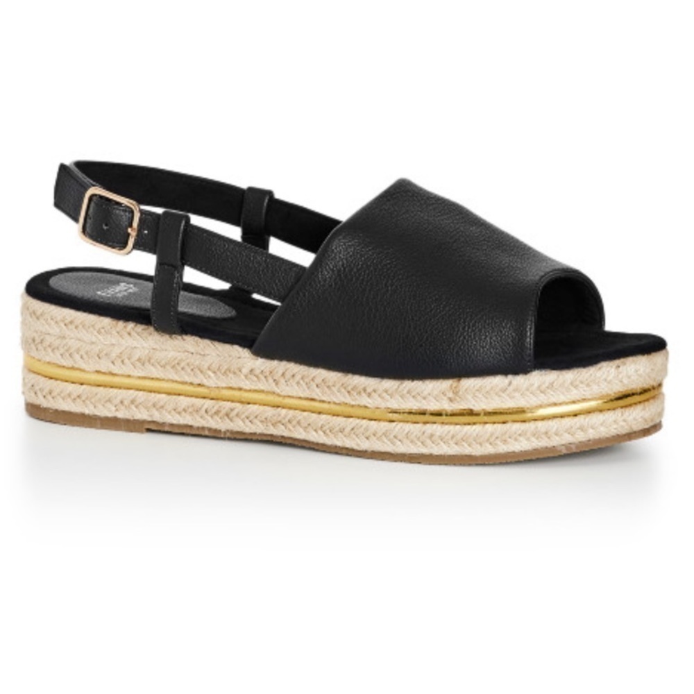 Evans EXTRA WIDE FIT Slingback Flatform - black